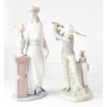 LLADRÓ; two figures comprising 'Lady Grand Casino', height 36cm and 'The Golfer', height 29cm.