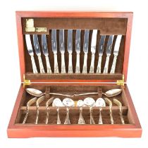 ARTHUR PRICE; a wooden cased, fifty-six piece, canteen of stainless steel cutlery. Condition Report: