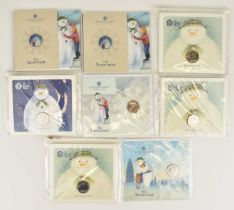 THE ROYAL MINT; eight UK 50p uncirculated coin packs celebrating 'The Snowman' (8). Condition