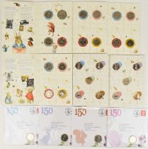 THE ROYAL MINT; ten UK 50p brilliant uncirculated coin packs celebrating Beatrix Potter,