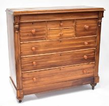 A 19th century pine chest of drawers, secret top drawer with centre bank of two small drawers