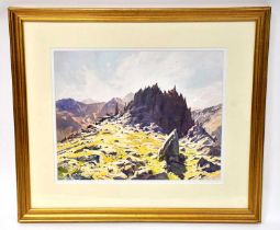 † VIVIENNE POOLEY (20th/21st century); watercolour; 'Castle of the Winds on Glyder Fach, (with
