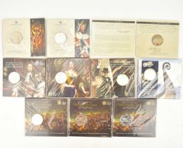 THE ROYAL MINT; ten mixed £5 brilliant uncirculated coin packs, to include three 'Battle of