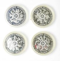 POBJOY MINT LTD; a cased set of encapsulated proof Isle of Man crowns for the Olympics, comprising