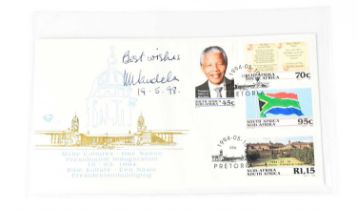 NELSON MANDELA; a South African first day cover bearing the signature of Nelson Mandela. Condition