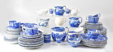 SPODE; a blue 'Italian' part dinner and tea service, comprising plates, bowls, cups, saucers and