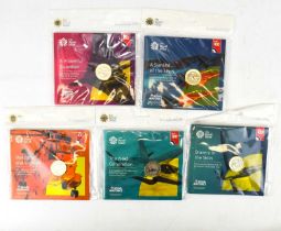 THE ROYAL MINT; five sealed coin packs, 'Treasures for Life RAF 100', comprising £2 brilliant