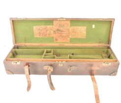 WESTLEY RICHARDS & CO; a 19th century oak and leather cornered gun case with fitted oak green
