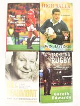 RUGBY; three signed hardback books, comprising Gareth Edwards 'Tackling Rugby: The Changing World of