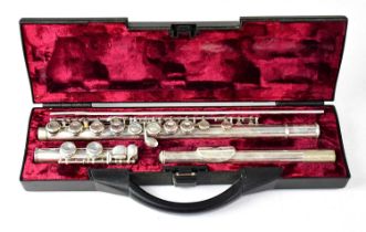 BUFFET CRAMPON; a cased silver plated flute.