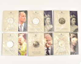 THE ROYAL MINT; six UK £5 brilliant uncirculated royalty related coin packs, comprising 'The 40th