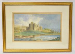 ALFRED PARKMAN (1852-1931); watercolour, 'Kidwelly', a scene of a castle with river in the