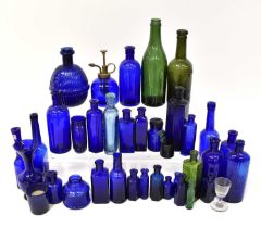 A collection of vintage Bristol blue glass, to include a Harden's Star hand grenade fire