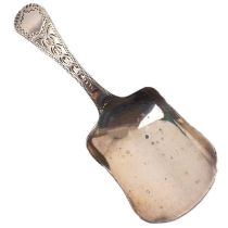 HILLIARD & THOMASON; a Victorian hallmarked silver caddy spoon with bright-cut decoration, length