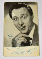 JOHN LENNON & KEN DODD; a postcard of Ken Dodd, inscribed to the front in blue pen 'For Irene with