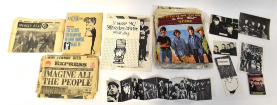 THE BEATLES; a collection of ephemera, to include three posters (rolled), a card poster, two