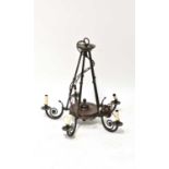 A modern cast metal electrolier five-branch ceiling light, height 70cm.