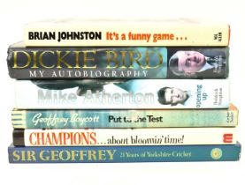 CRICKET; six cricket related books, all signed by the authors, comprising Dickie Bird 'My