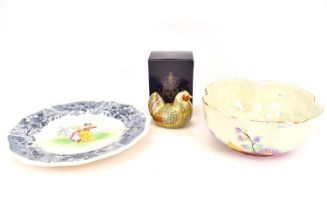 ROYAL CROWN DERBY; a boxed paperweight, 'Farmyard Hen', limited edition No. 1598/5000, signed Cheryl