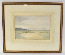 † AVIS SCOTT (20th century); watercolour, 'The River Glaslyn at Porthmadog by The Cob', signed lower