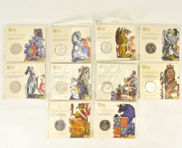 THE ROYAL MINT; ten sealed coin packs, 'The Queens Beasts' to include a £5 brilliant uncirculated