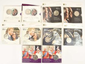 THE ROYAL MINT; ten UK £5 brilliant uncirculated royalty related coin packs, comprising two 'The