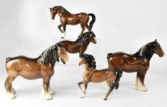 BESWICK; four figures of horses, comprising two shire horses and two further horses, also a Royal