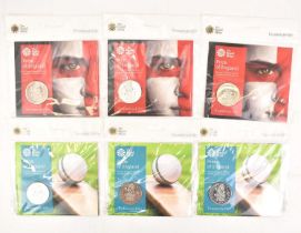 THE ROYAL MINT; six 'Pride of England' £5 brilliant uncirculated coin packs from Treasure for Life