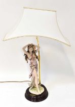 A Giuseppe Armani Florence Capodimonte figural porcelain table lamp in the form of a scantily clad