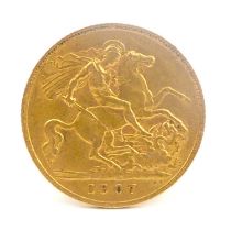 An Edward VII half sovereign, 1907, George and Dragon, London Mint.