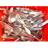 A large quantity of plated flatware.