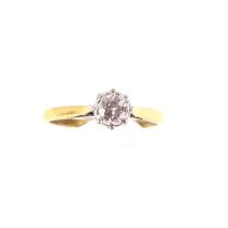 An 18ct yellow gold diamond solitaire ring, the prong set brilliant cut diamond approx. 0.3ct,