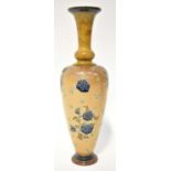 DOULTON; a Slaters patent Chine ware vase in brown with blue floral decoration, base impressed