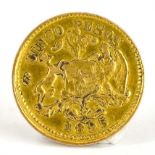 An 1895 gold (22ct) five pesos coin, diameter approx. 16.8mm, 2.93g. Condition Report: On the