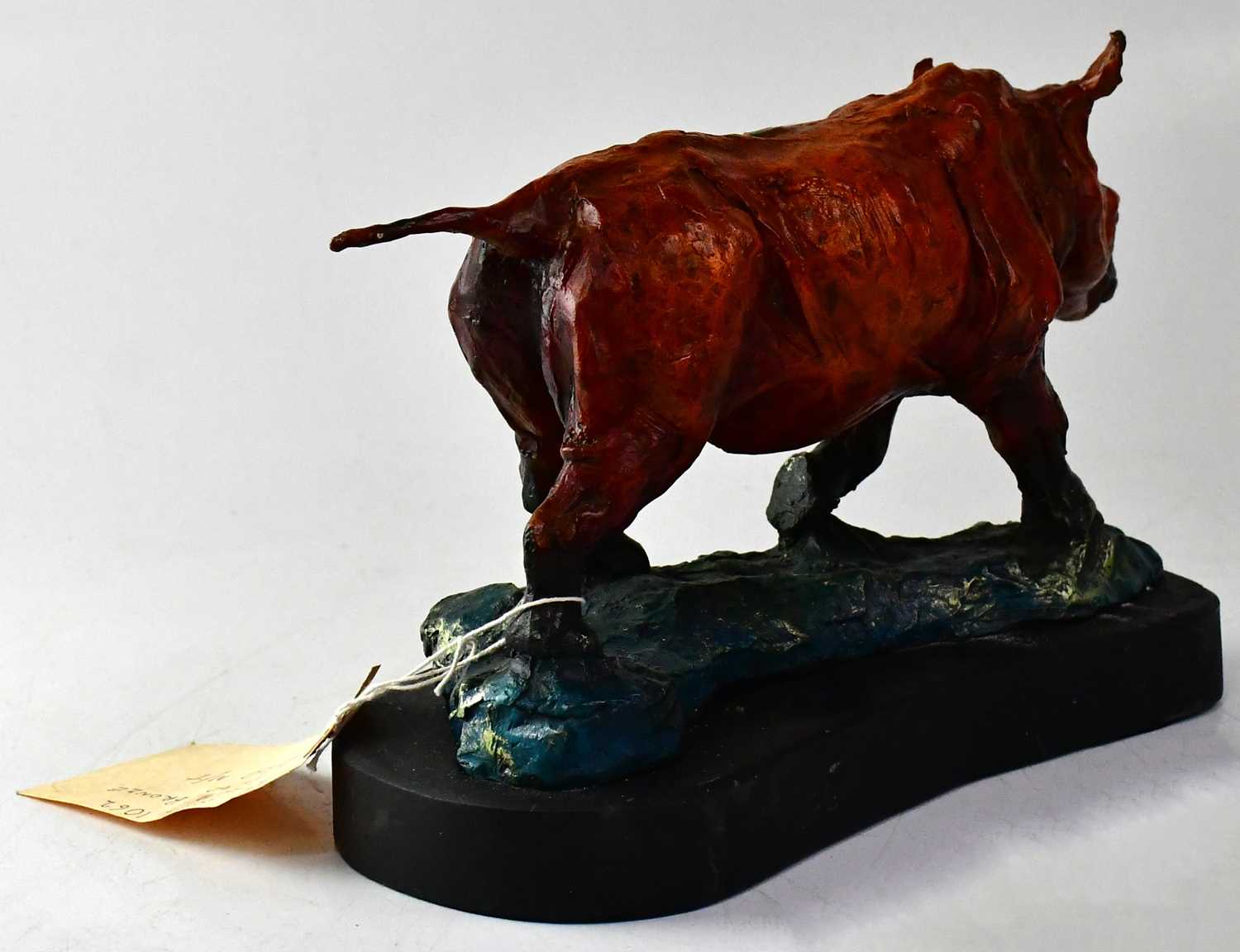 A contemporary painted bronze sculpture of a rhino, unsigned, height 21cm. Condition Report: - - Image 2 of 2