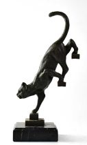 AFTER MICHEL DE COUX (1837-1924); a bronze figure of a cat walking down the stairs, with applied