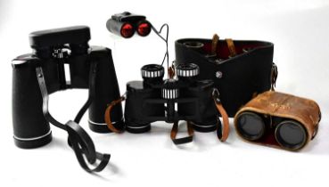 Five pairs of binoculars to include Boots Ascot 10 x 50, 126M/1000m field 7.2, Chinon 7 x 35 wide