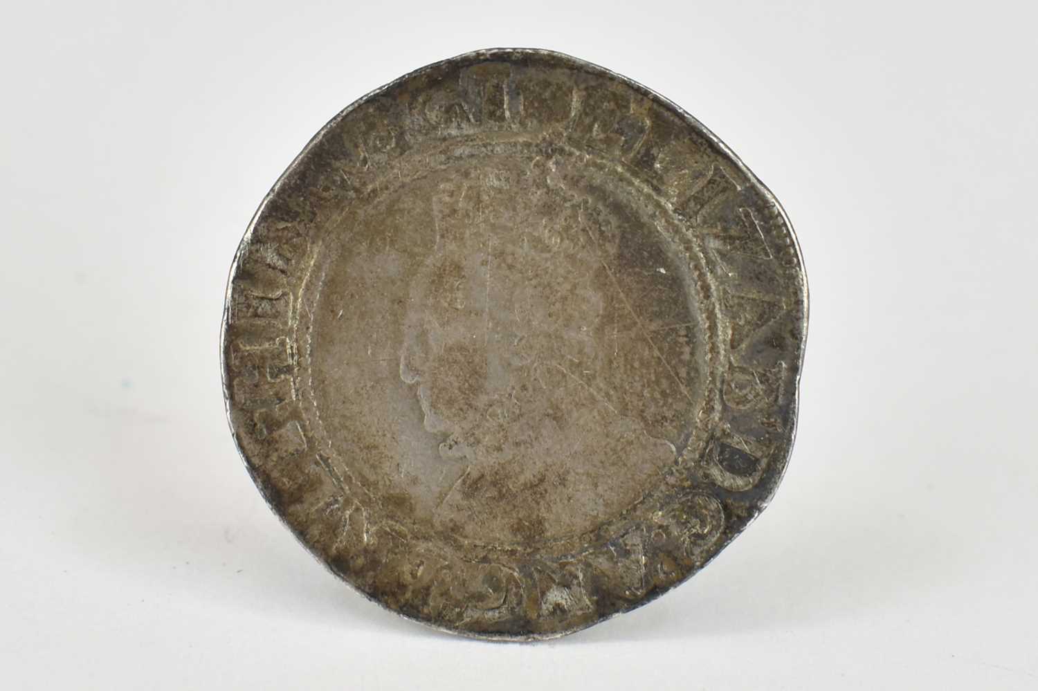 An Elizabeth I (1558-1603) hammered silver shilling, MM, with the Woolpack Mint mark date 1594-1596, - Image 2 of 2