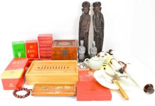 Various modern Oriental items, mostly Chinese, to include two hand painted scrolls, a resin