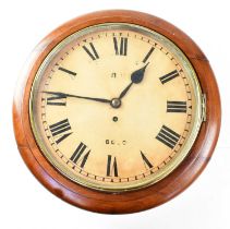A mahogany cased station clock, the enamelled dial set with Arabic numerals, indistinctly marked '