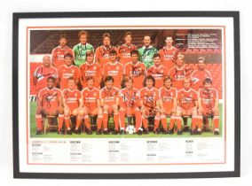 LIVERPOOL FOOTBALL CLUB; a 1987-88 squad poster with fixture dates to the bottom, signed by the