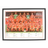 LIVERPOOL FOOTBALL CLUB; a 1987-88 squad poster with fixture dates to the bottom, signed by the