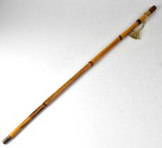 A Georgian bamboo sword stick, the 65cm blued blade with gilt-heightened decoration near the hilt of