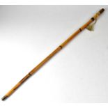 A Georgian bamboo sword stick, the 65cm blued blade with gilt-heightened decoration near the hilt of