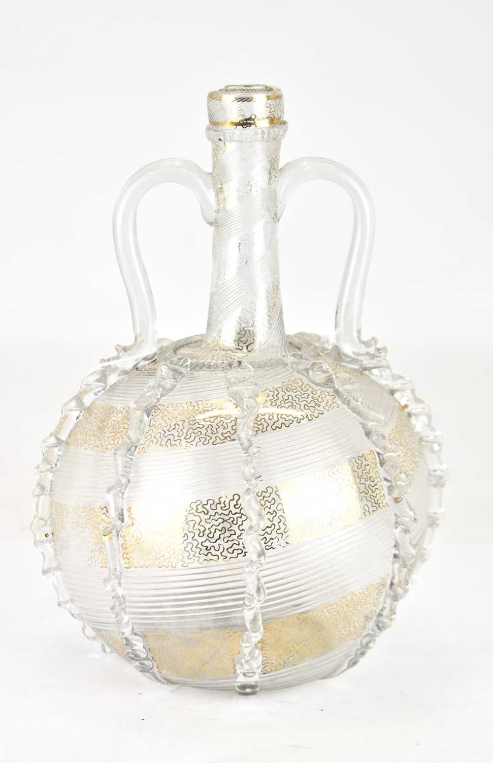 A 19th century Dutch revival bottle vase of globe form, with decorative external rigger and a