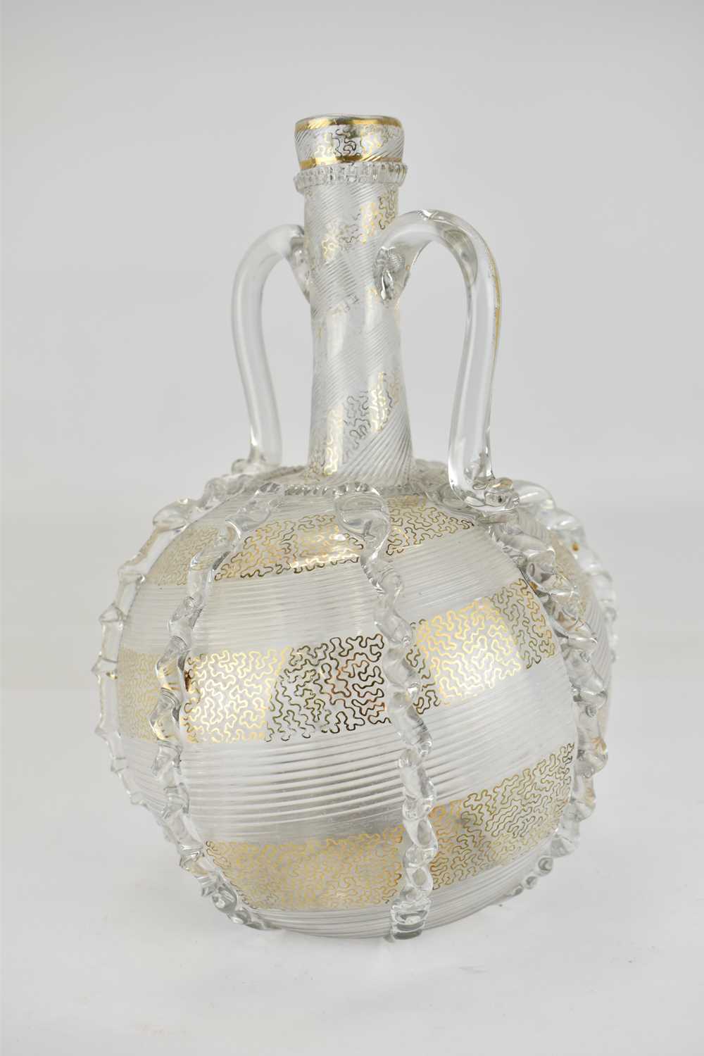 A 19th century Dutch revival bottle vase of globe form, with decorative external rigger and a - Image 3 of 4