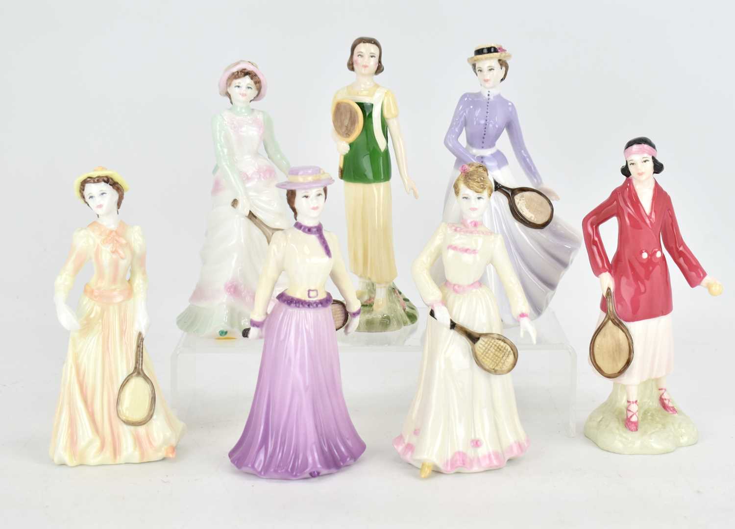 COALPORT; seven limited edition figurines from the Championship Wimbledon range, six boxed with