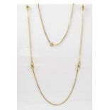 A 9ct gold box link necklace with larger stirrup-type intermittent links, stamped 375, length