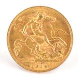 A George V half sovereign 1914, George and Dragon, London Mint.