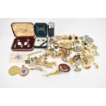 A quantity of gentlemen's costume jewellery, mainly pairs of gold plated and silver plated